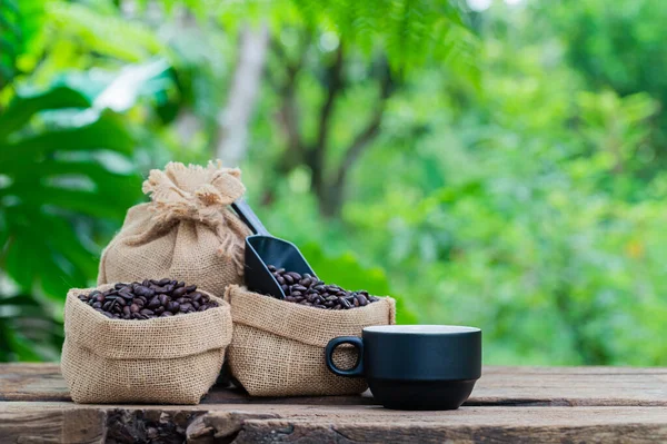 Granos Café Taza Café Energía — Foto de Stock