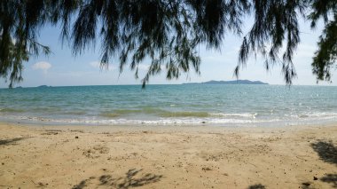 Rayong Eyaleti, Tayland 'da sakin bir sahil manzarası keşfedin. Açık mavi sular, altın kum ve sallanan ağaçlar, rahatlama ve macera için mükemmeldir..