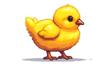 Beyaz arka planda tek başına duran sevimli sarı karikatür karakteri.