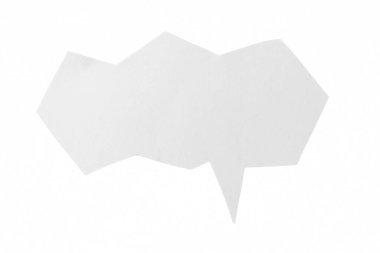 Yaratıcı düzenler için soyut beyaz kağıt konuşma balonu şekli izole, modern diyalog ögesi.