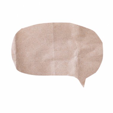 Yumuşak kırışık kağıt konuşma balonu izole, mesajlaşma ve diyalog kavramları için doğal doku.