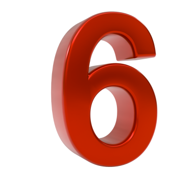 Canlı kırmızı parıltılı üç boyutlu altı numaralı, büyük ve etkili sayısal bir element olarak izole edilmiş.