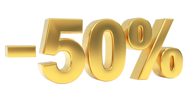 Hafif arka planda% 50 indirimli 3D lüks metalik sunucu