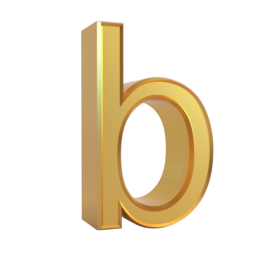 Altın 3d küçük harf b sembolü beyaz arkaplan resimlerinde izole edilmiştir