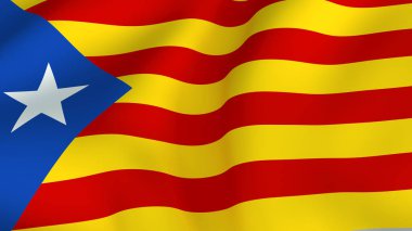 Katalan bağımsızlığının gayri resmi ama tanınabilir bayrağı olan Estelada 'ya yakın çekim, belirgin renkleri ve yıldız sembolü ile birlikte