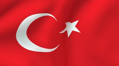 Türkiye 'nin ulusal bayrağı, sembolik beyaz hilal ve beş köşeli yıldız ile parlak kırmızı alanı gösteriyor