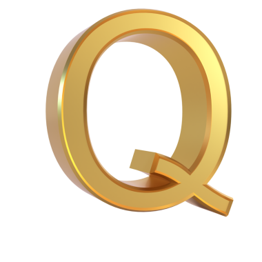 Beyaz arkaplan çiziminde izole edilmiş altın 3d büyük harf Q sembolü