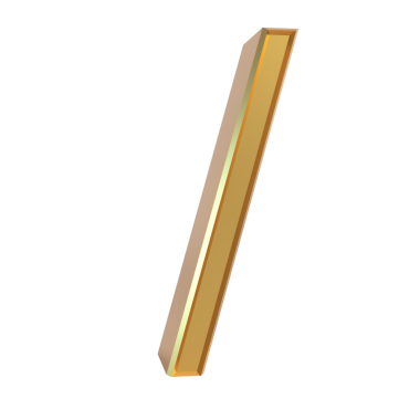 Three-Dimensional Golden Forward Slash Symbol (/) for Digital Paths, Division, and Separators