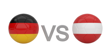 Almanya ile Avusturya 'yı temsil eden 3D futbol topları, bir Avrupa uluslararası spor müsabakası