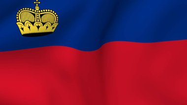 Lihtenştayn 'ın yüksek kaliteli ulusal bayrağı. Üzerinde mavi ve kırmızı şeritler ve taç var.