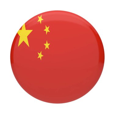 Çin ulusal bayrağının dairesel bir rozet olarak yüksek kalitede üç boyutlu çizimi