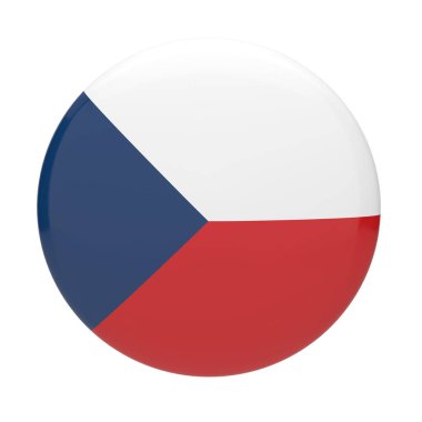 Çek ulusal bayrağının dairesel bir rozet olarak yüksek kalitede üç boyutlu illüstrasyonu