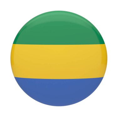 Beyaz arka planda ulusal yeşil ve mavi üç renkli Gabon bayrağı parlıyor.
