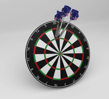 Üç Avustralya bayrağı, en iyi performansı sembolize ederek yüksek puanlı üçlü segmenti vuruyor.