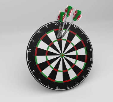 Galler bayrağı taşıyan üç profesyonel dart maksimum puan için üçlü yirmiliğe vuruyor.