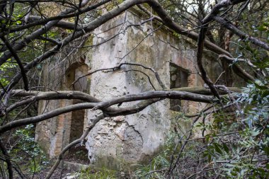 Kudüs şehrindeki terk edilmiş binanın kalıntıları.