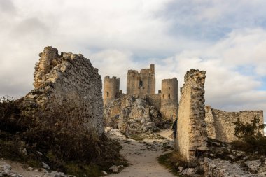 Karpatlar 'ın köyündeki antik şatonun kalıntıları.