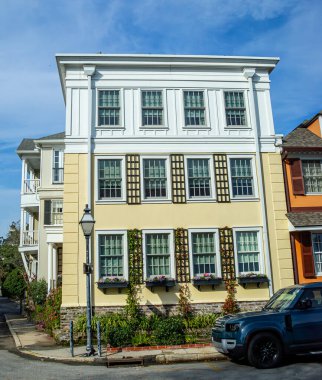Charleston, Güney Carolina 'daki renkli tarihi evler. 21 Kasım 2025.