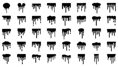 Siyah Boya Dökme ve Parçalama Tasarımları Vektör Ayarları Koleksiyonu