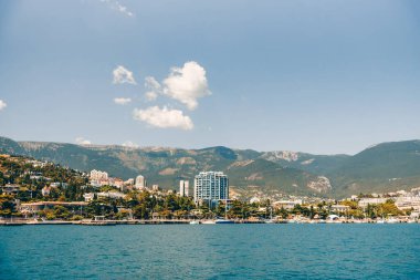 Yalta, Karadeniz 'den şehrin şehir manzarası manzarası