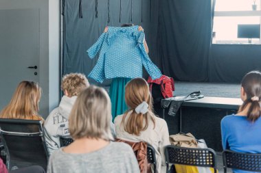 Bar, Montenegro, 8 March 2026, Swap secondhand meet for resale, reuse and exchange clothes and shoes, concept of conscious consumption, decluttering and underconsumption core