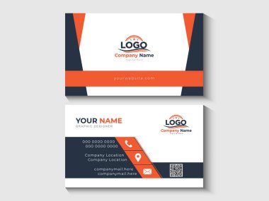 Modern Turuncu ve Gri Şirket Kartı Tasarımı Temiz Geometrik Biçimli Şablon