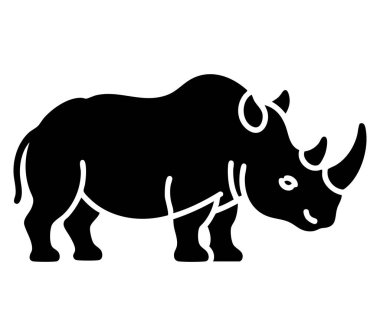 Güçlü bir gergedanın cesur siyah silueti vahşi yaşam, koruma ve Afrika safari temaları ile ilgili projeler için idealdir..