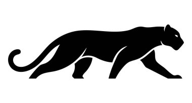 Zarif bir siyah siluet Panter yürüyüşü, zarafet, güç ve özgürlük temsil ediyor Etkili tasarımlar için hareket.