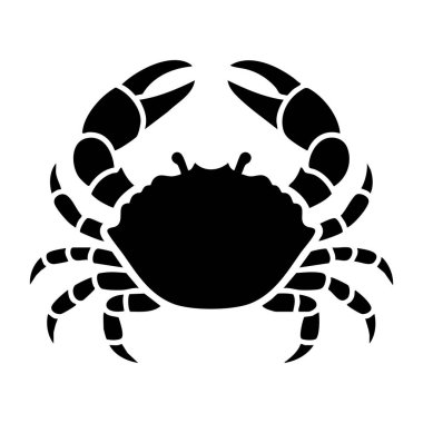 Bir yengecin çarpıcı siyah silueti, deniz ürünleri markalaşması, plaj temaları veya okyanusla ilgili tasarımlar için idealdir..