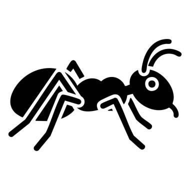 Temiz bir siyah karınca silueti, doğa, takım çalışması, çalışkanlık veya haşere kontrolü kavramları için idealdir..