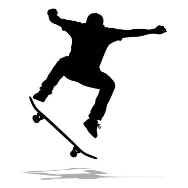 Siluetli bir kaykaycı etkileyici bir atlayış sırasında havada yakalanır. Ekstrem sporların enerjisini ve yeteneğini gösterir..