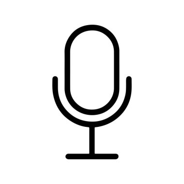 Minimalist mikrofon ikonu. Ses kaydı, ses girdisi veya podcast arayüzünün siyah vektör sembolü.
