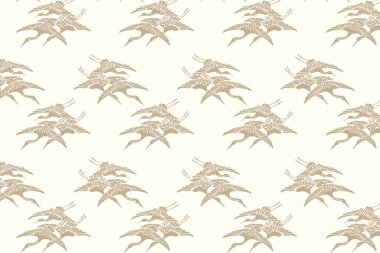 Elle çizilmiş çiçek ve yapraklarla kusursuz desen..