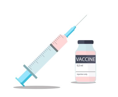 Syringe and vaccine bottle. Vector illustration