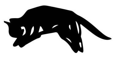 Kara kedi şekline saldırılıyor, grafik tasarımı için ana hatlı siluet