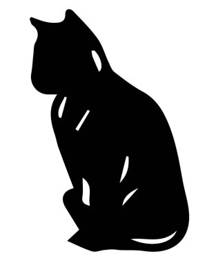 Grafik tasarımı için siyah çizgili kedi şekli oturması