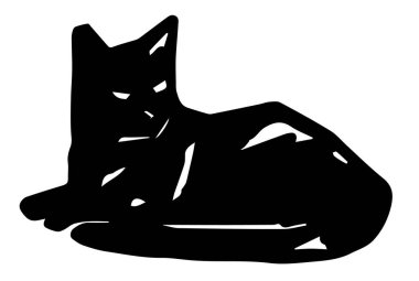 Siyah yalancı kedi şekli, grafik tasarımı için ana hatlı siluet