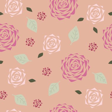 Güller ve Arkaplan Yaprakları ile Kusursuz Desen