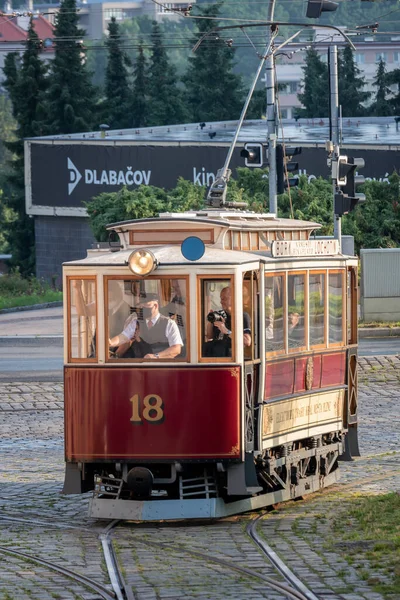 Straßenbahnparade Durch Prag 2021 Anlässlich Des 130 Jahrestages Der Inbetriebnahme — Stockfoto