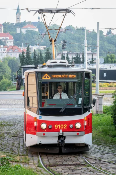 Straßenbahnparade Durch Prag 2021 Anlässlich Des 130 Jahrestages Der Inbetriebnahme — Stockfoto