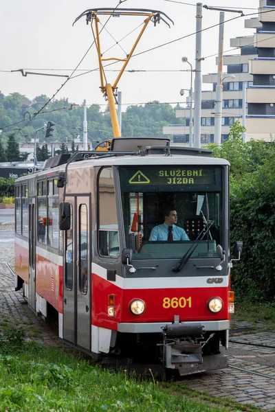 Straßenbahnparade Durch Prag 2021 Anlässlich Des 130 Jahrestages Der Inbetriebnahme — Stockfoto