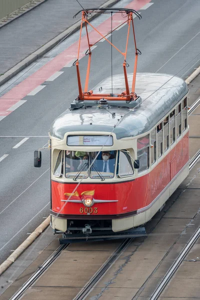 Tram Parade Prague 2021 Mark 130Th Anniversary Start Operation Electric — Stock Photo, Image