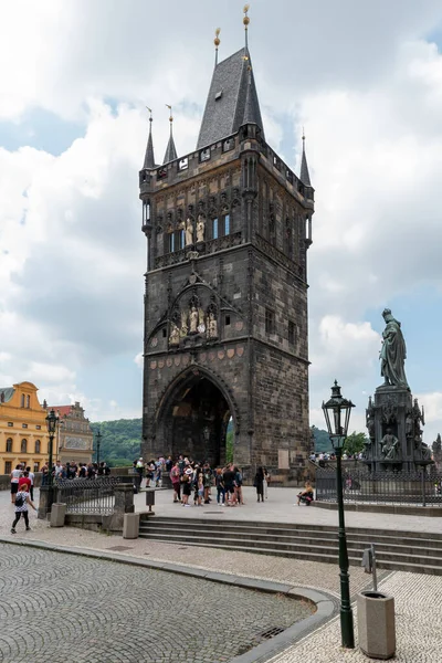 Old Town Bridge Tower Considered One Most Beautiful Gothic Buildings — Stock Photo, Image