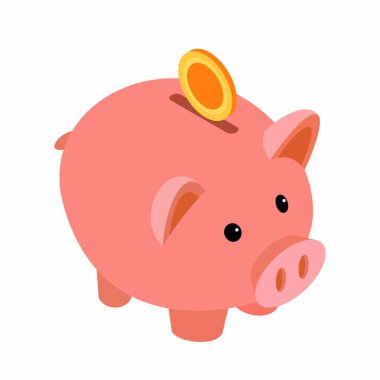 izometrik biçim tasarım vektörü şablonunun domuzcuk bankası simgesi