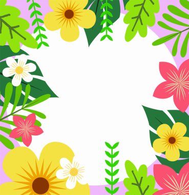 Bahar Arkaplanı. Bahar sezonu geçmişi. Poster, Banner, Flyer, Greeting, Card, cover, post, promosyon için çizgi film temsilcisi tasarımı. güzel ve renkli bitkiler, yapraklar ve çiçekler.