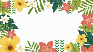 Bahar Arkaplanı. Bahar sezonu geçmişi. Poster, Banner, Flyer, Greeting, Card, cover, post, promosyon için çizgi film temsilcisi tasarımı. güzel ve renkli bitkiler, yapraklar ve çiçekler.