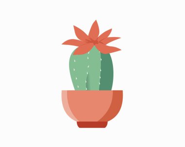 Tencere içindeki kaktüs izole edilmiş ikon. İçerideki bitkiler, ev bitkisi, çiçekli iç dekorasyon tasarım elementi çizimi.