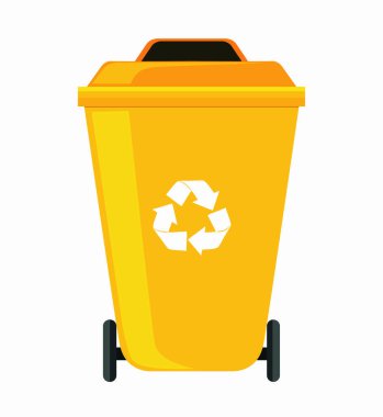 Atık ayrıştırma için renkli geri dönüşüm kutuları. Geri dönüşüm bilgileri. Beyaz arka planda izole edilmiş. Çöp tenekesi. Organik, plastik, cam, kağıt, metal. vektör illüstrasyonu.