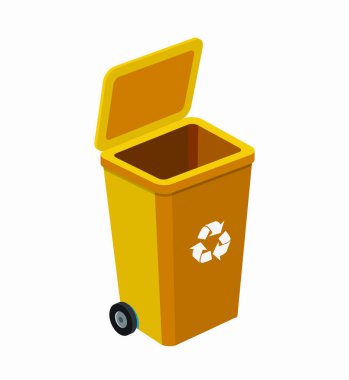 Atık ayrıştırma için renkli geri dönüşüm kutuları. Geri dönüşüm bilgileri. Beyaz arka planda izole edilmiş. Çöp tenekesi. Organik, plastik, cam, kağıt, metal. vektör illüstrasyonu.