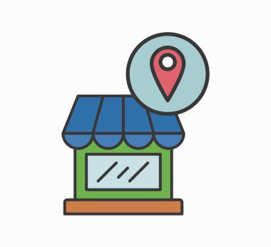 Konum Mağaza simgesi. Düzenlenebilir Vektör